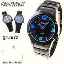 Curren Leisure Watch Waterproof Quartz Analog with Black Steel Watchband for Mal - Stainless Steel - Black