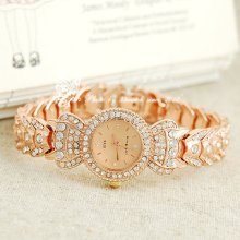 Cute Bow Dial Sparking Rhinestones Bracelet Design Band Women Quartz Watch A9320