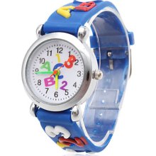 Cute Cartoon Silicone Analog Quartz Wrist Watch (Blue)