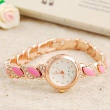 Cute Casual Style Quartz Mosaic Rhinestone Bracelet Band Woman Watch A9311 R