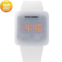 Cute Led Digital Kid Men Unisex Girl Touchscreen Sport Wrist Watch White Rubber