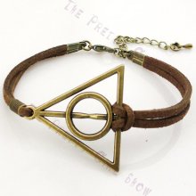 Deathly Hallows Charm Bracelet in Bronze - Wax Cords/Korean Cashmere - Customize Your Own Style-Friendship Gift