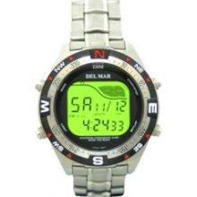 Del Mar 50455 Digital Tide Watch All Stainless Steeland#44; Water Resistant to 330 Meters