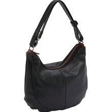 Derek Alexander Two Top Zip Hobo BLACK/BRANDY