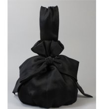 Designer Black Satin Bow Evening Handbag