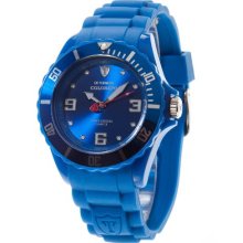 Detomaso Colorato 44Mm Large Unisex Quartz Watch With Blue Dial Analogue Display And Blue Silicone Strap Dt2012-D