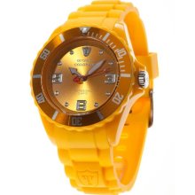 Detomaso Colorato 44Mm Large Unisex Quartz Watch With Yellow Dial Analogue Display And Yellow Silicone Strap Dt2012-C