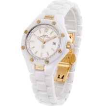 Detomaso Valentina Women's Quartz Watch With White Dial Analogue Display And White Ceramic Bracelet Dt3005-D