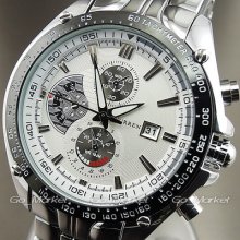 Dial Water Quartz Hours Date Silver Hand Sport Men Steel Wrist Watch Wh064-c