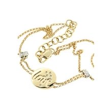 Diamond Love Charm Link Bracelet 14k Yellow Gold Adjustable Length