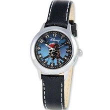 Disney Pirates Of Caribbean Kids Black Leather Band Time Teacher Watch Xwa3624