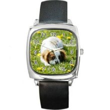 Dog Unisex Silver-Tone Square Metal Watch 35