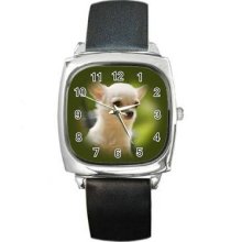 Dog Unisex Silver-Tone Square Metal Watch 19