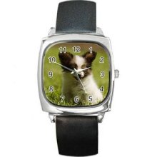 Dog Unisex Silver-Tone Square Metal Watch 49