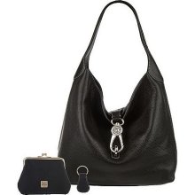 Dooney & Bourke Leather Hobo with Logo Lock and Accessories - Black - One Size