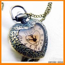 Drop Shipping 12 Pcs/lot Vintage Views Peach Heart Pocket Watch Pend