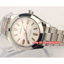 E975,parnis 40mm White Dial Lightning Pointer Style Automatic Mens Watch