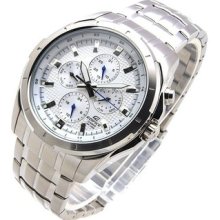 Ef-328d-7 Casio Edifice Mens Chronograph Ef328d White Watch 100% Authentic