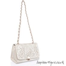 Elegant Classic Cream Laser Cut Shoulder Across Body Handbag Latest Style