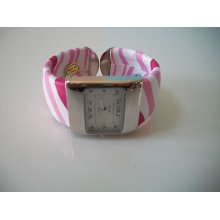 Elegant Pink/white Designer Bangle Watch