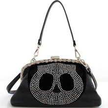 Elegant Tenebrous Pumpkin Skull Rhinestone Clasp Chain Strap Handba...