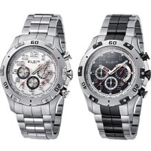 Elgin 1863 Men's Stainless Steel Chronograph Watch- Choice Of Two Styles