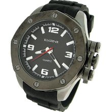 Elgin Black Rubber Strap Mens Watch Ell5008m