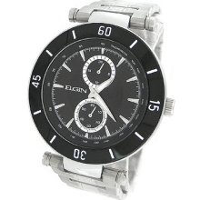 Elgin Silver Bracelet Mens Watch Fg1043