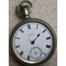 Elgin Vintage Pocket Watch Open Face 54 Mm. Railroad Type Balance Ok To Restore