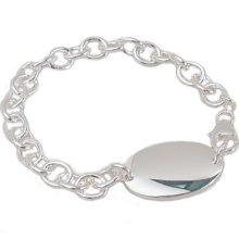 Engravable Link ID Bracelet in Sterling Silver for Men or Women