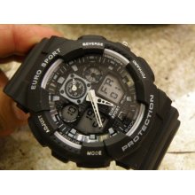 Euro Sport Shock Ice Plus Digital Super Techno Watch /kc/bla-whit