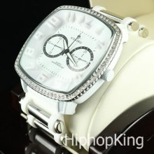 Exclusive Hip Hop Iced Out Watch Analog Square Dial Bling Face Quartz Movement