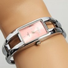 Exquisite Rectangle Dial Stainless Steel Bracelet Watch Silver