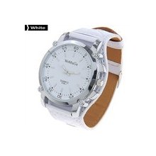 Extra Large Quartz Analog Wrist Watch Wristwatch Extra Wide Pu Leather White