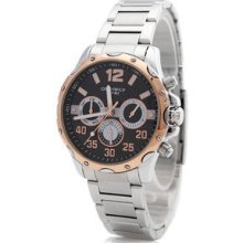 F03593 Fashion Quartz Stainless Men Wrist Watch With Calendar,waterproof