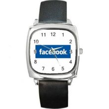 Facebook Unisex Silver-Tone Square Metal Watch 03