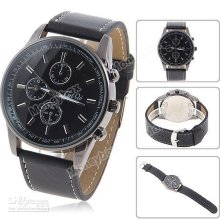 Fancy Caiqi Strips Indicate Time Leather Quartz Wristband Watch For