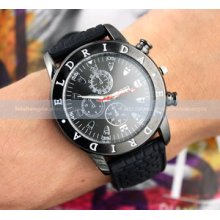 Fashio Army Mens Boys Silicone Bnad Analog Black Quartz Sports Wrist Watch Hours