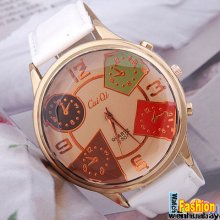 Fashion Analog Leather Wrist Watch Round Big Dial Quartz Women's Ladies Gift