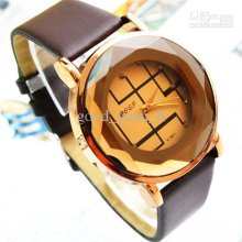 Fashion Brown Rhinestone Dial Quartz Commercial Strap Watch 151166