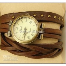 Fashion Classic Elegant Leather Strap Roma Number Dial Quartz Woman