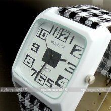 Fashion Cute Quartz Hours Dial Leather Girl White Black Young Wristwatch Wa061