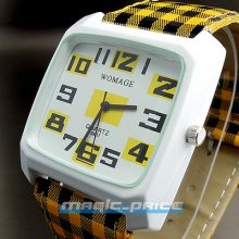 Fashion Cute Quartz Hours Dial Yellow Leather Girl Young Wrist Watch A062