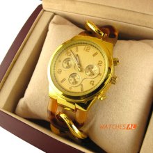 Fashion Elegant Gold Plated Lady Women Analog Clock Quartz Wrist Watch Hot Gift