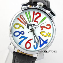 Fashion Lady Wome Colorful Arabic Numerals White Dial Automatic Mechanical Watch