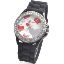 Fashion Love Heart Dial Girl Women Lady Crystal Quartz Jelly Sport Wrist Watches