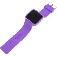 Fashion Mirror Date Purple Led Digital Sport Unisex Silicone Wrist Watch