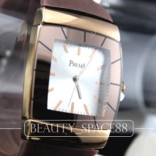 Fashion Quartz Hours Dial Clock Brown Rubber Men Wrist Watch B005bn