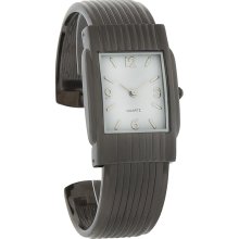 Fashion Quartz Ladies White Dial Black Finish Cuff Bracelet Dress Watch GEN582