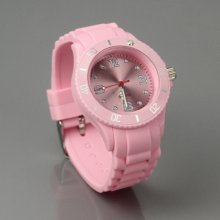 Fashion Rubber Band Quartz Digital Wrist Watch - Pink